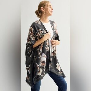 Nine West Ruana O/S- Black Floral NWT